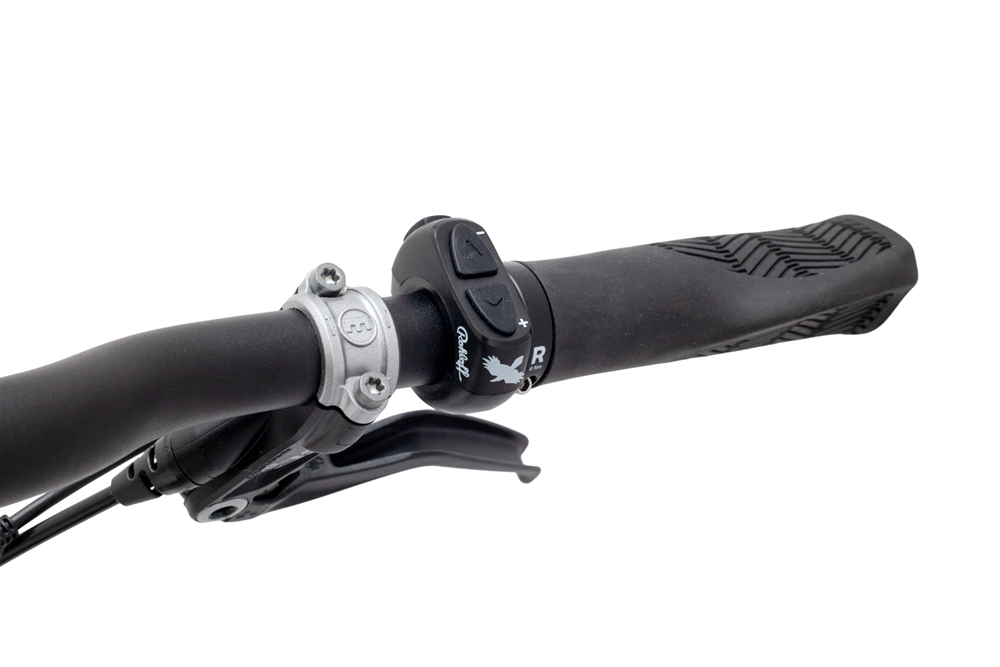 Rohloff E-14 SOLO shifters op het stuur van een Travel Lite